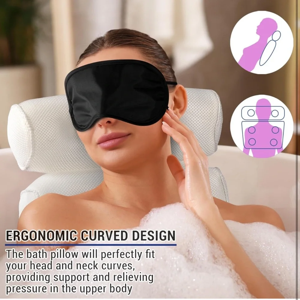 NEW Luxury Bathtub Pillow - Luxury Mesh Bathtub Pillow for Neck & Back Support